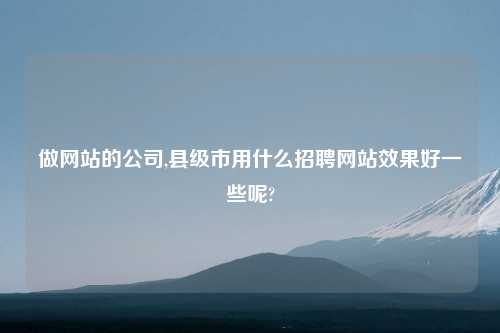 做网站的公司,县级市用什么招聘网站效果好一些呢?