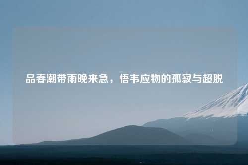 品春潮带雨晚来急，悟韦应物的孤寂与超脱