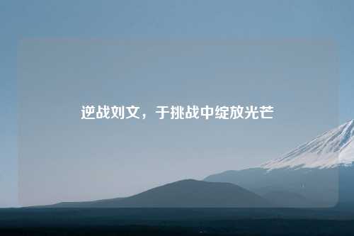 逆战刘文，于挑战中绽放光芒