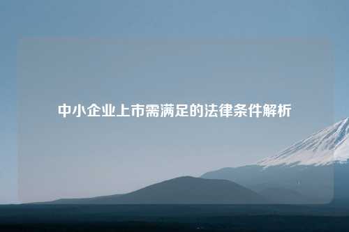中小企业上市需满足的法律条件解析