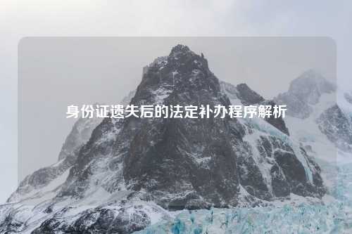 身份证遗失后的法定补办程序解析