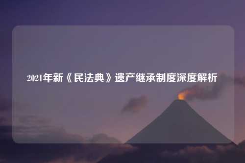 2021年新《民法典》遗产继承制度深度解析
