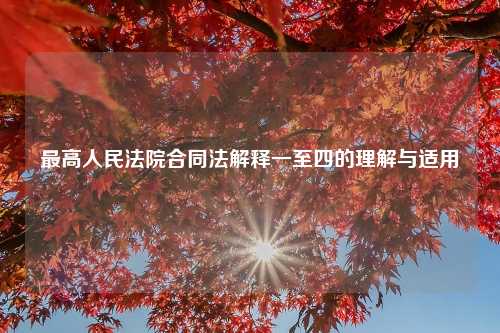 最高人民法院合同法解释一至四的理解与适用
