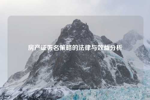 房产证署名策略的法律与效益分析